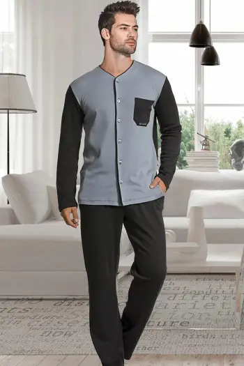 Set pizhamash për burra, Jumeon, 002-000371, e zezë/gri