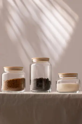 Set kavanozash prej qelqi, 3 copë, Hermia Concept, transparent