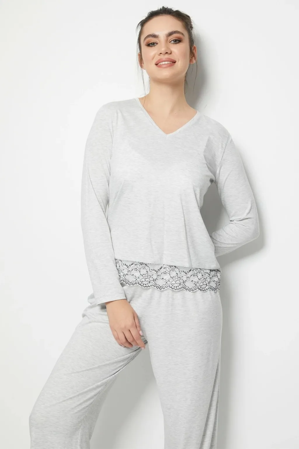 Set pizhamash për gra, Jumeon, 002-000220, gri, marl - 2