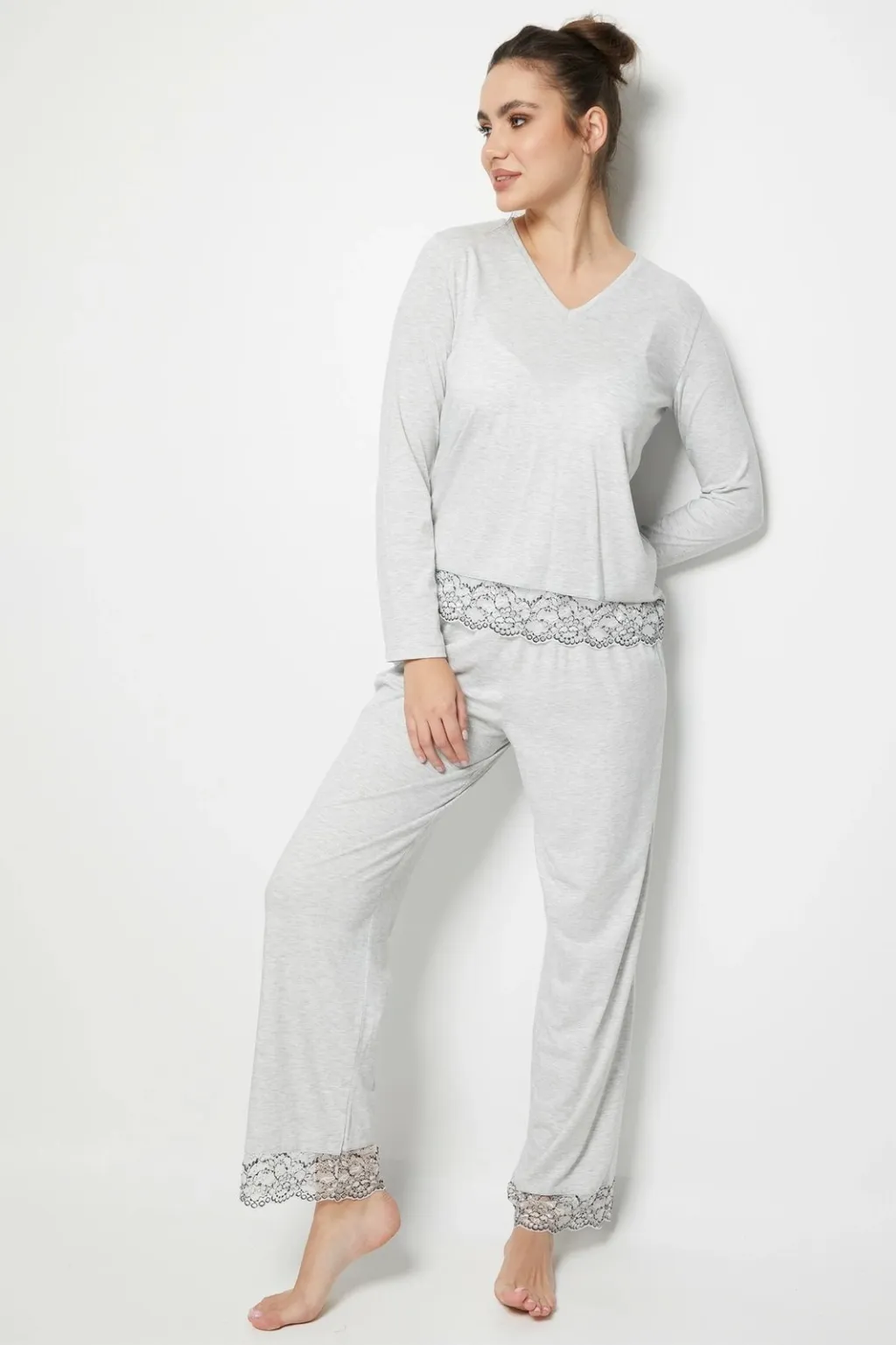 Set pizhamash për gra, Jumeon, 002-000220, gri, marl - 3
