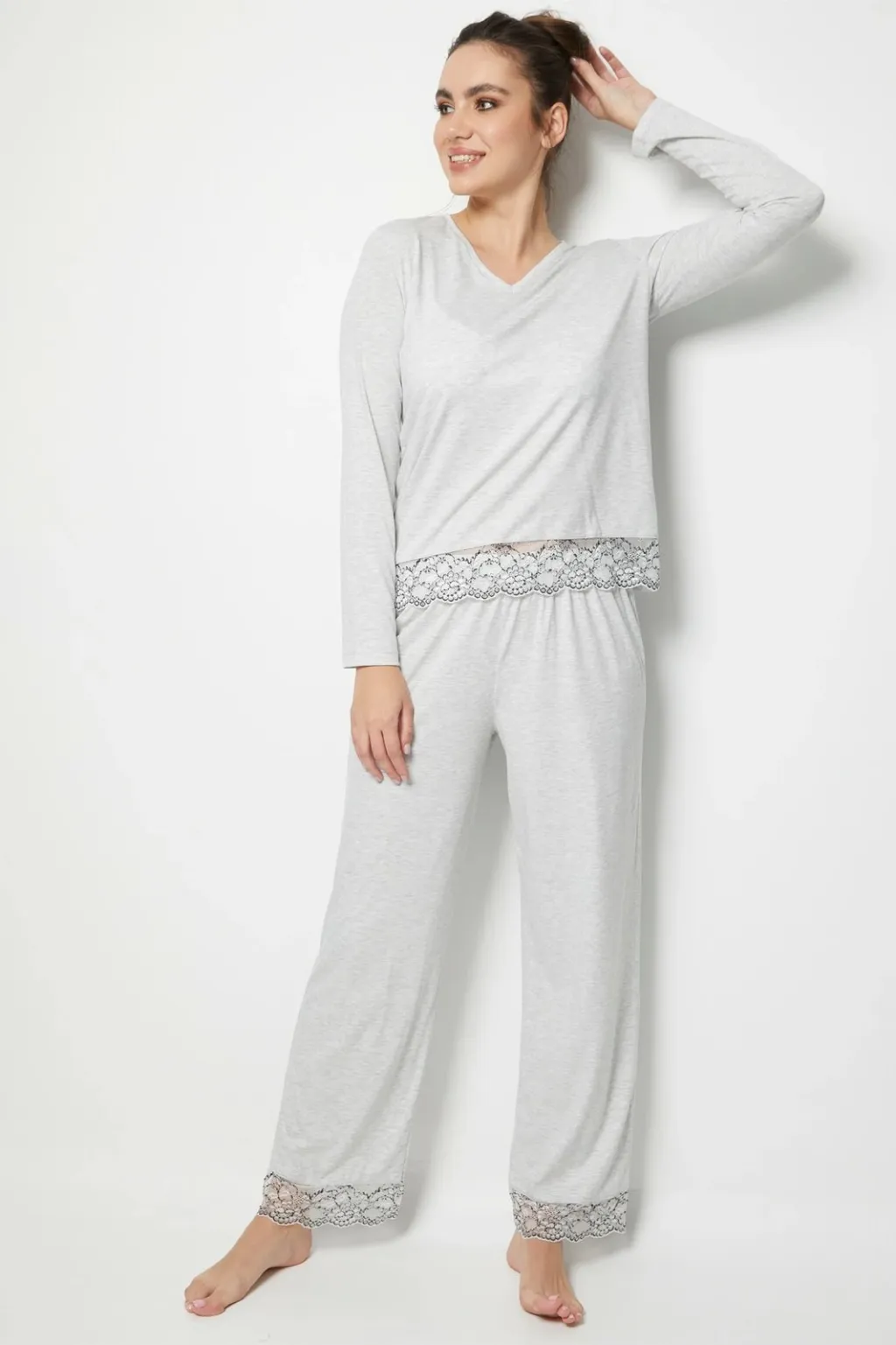 Set pizhamash për gra, Jumeon, 002-000220, gri, marl - 4