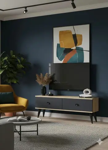 Komodë TV Skye Decor Mona 120, ngjyrë lis safir, antracit