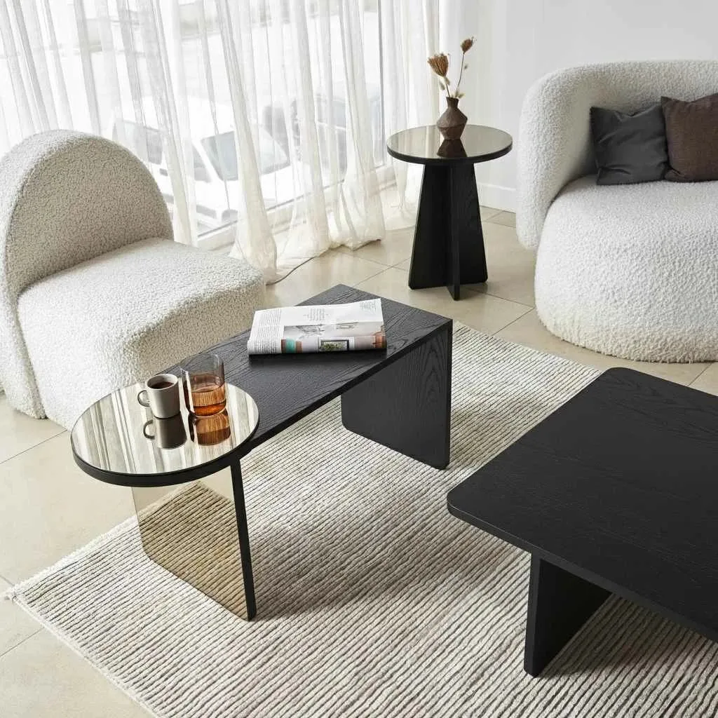 Set tavolinash ndihmëse, 4 copë, ngjyrë e zezë dhe bronzi, Skye Decor Luna - 4