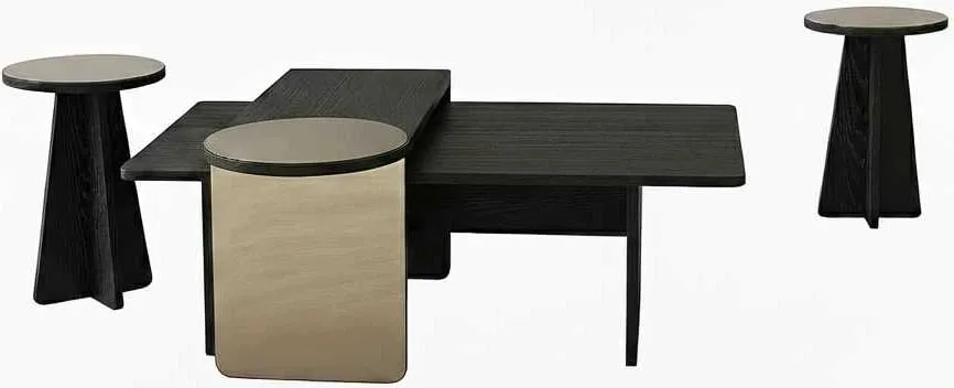 Set tavolinash ndihmëse, 4 copë, ngjyrë e zezë dhe bronzi, Skye Decor Luna - 5