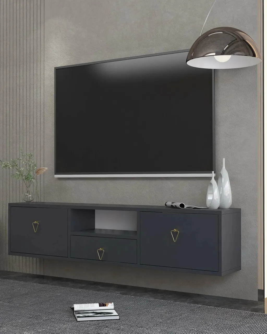 Komodë TV Skye Decor, anthracite, gold, 1303-DROP-1 - 1