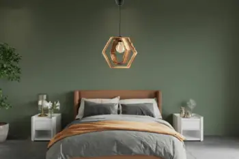 Llambë tavani Opviq Dualhex, trup druri, natyrale/zezë