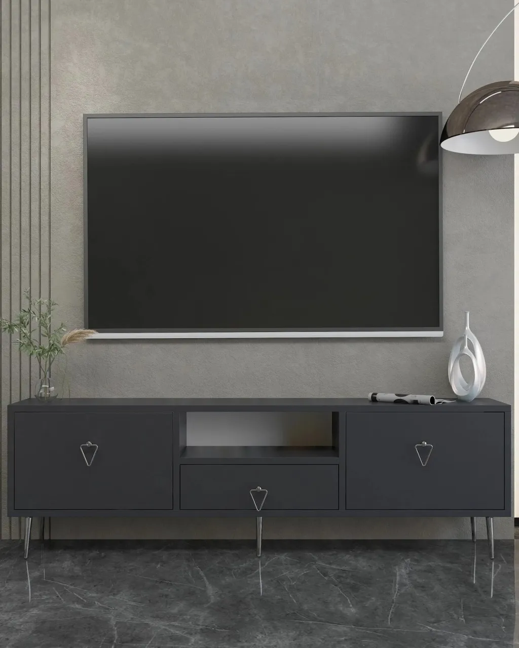 Komodë TV Skye Decor, anthracite, silver, 1306-DROP-1 - 1