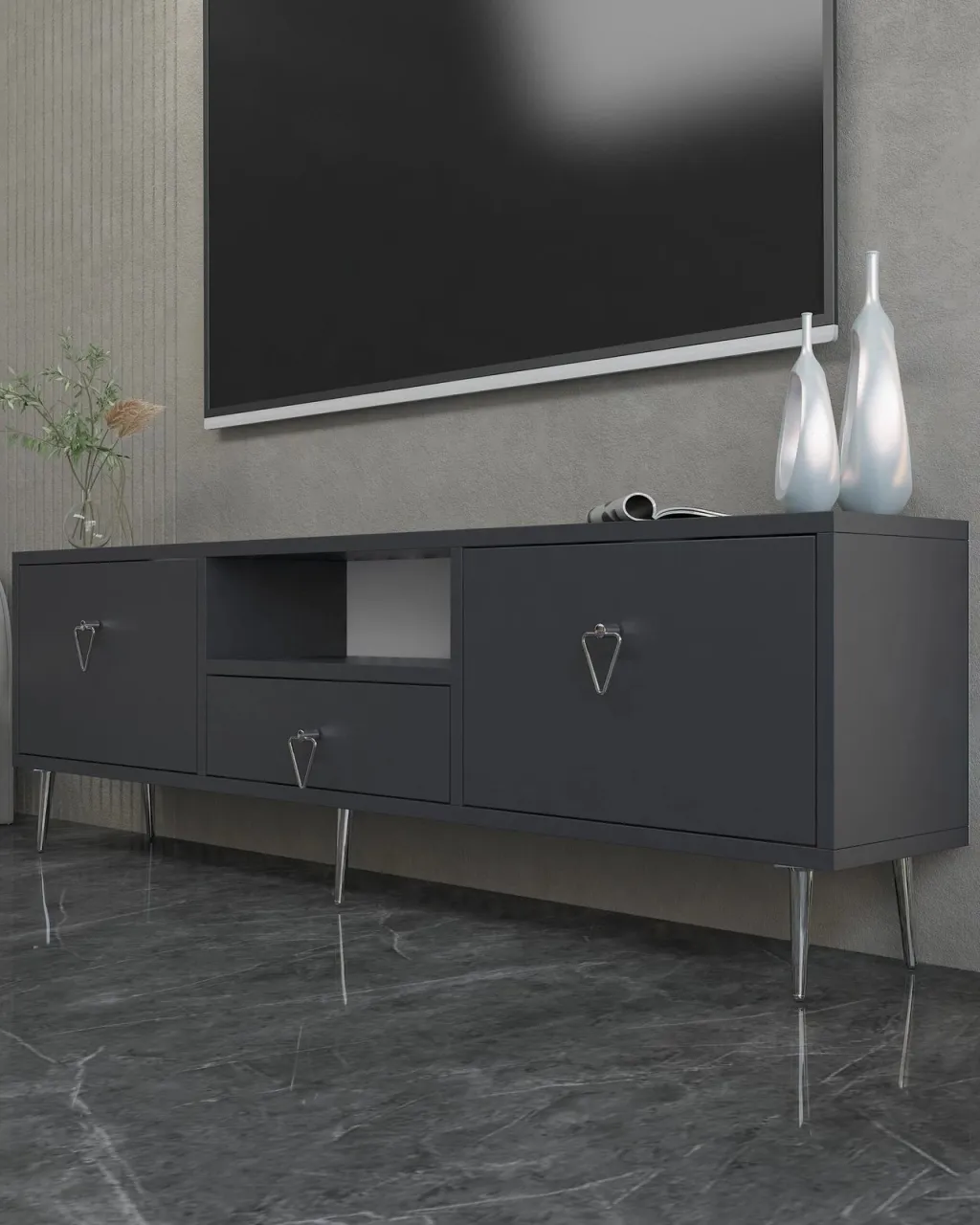 Komodë TV Skye Decor, anthracite, silver, 1306-DROP-1 - 2