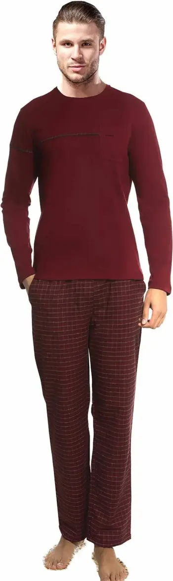 Set pizhamash për burra, Jumeon, 002-000467, ngjyrë e kuqe e errët (claret red)