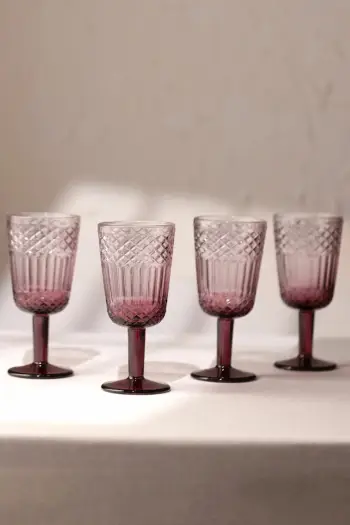 Set gotash prej qelqi (4 copë), Hermia Concept, Vega 280, ngjyrë burgundy
