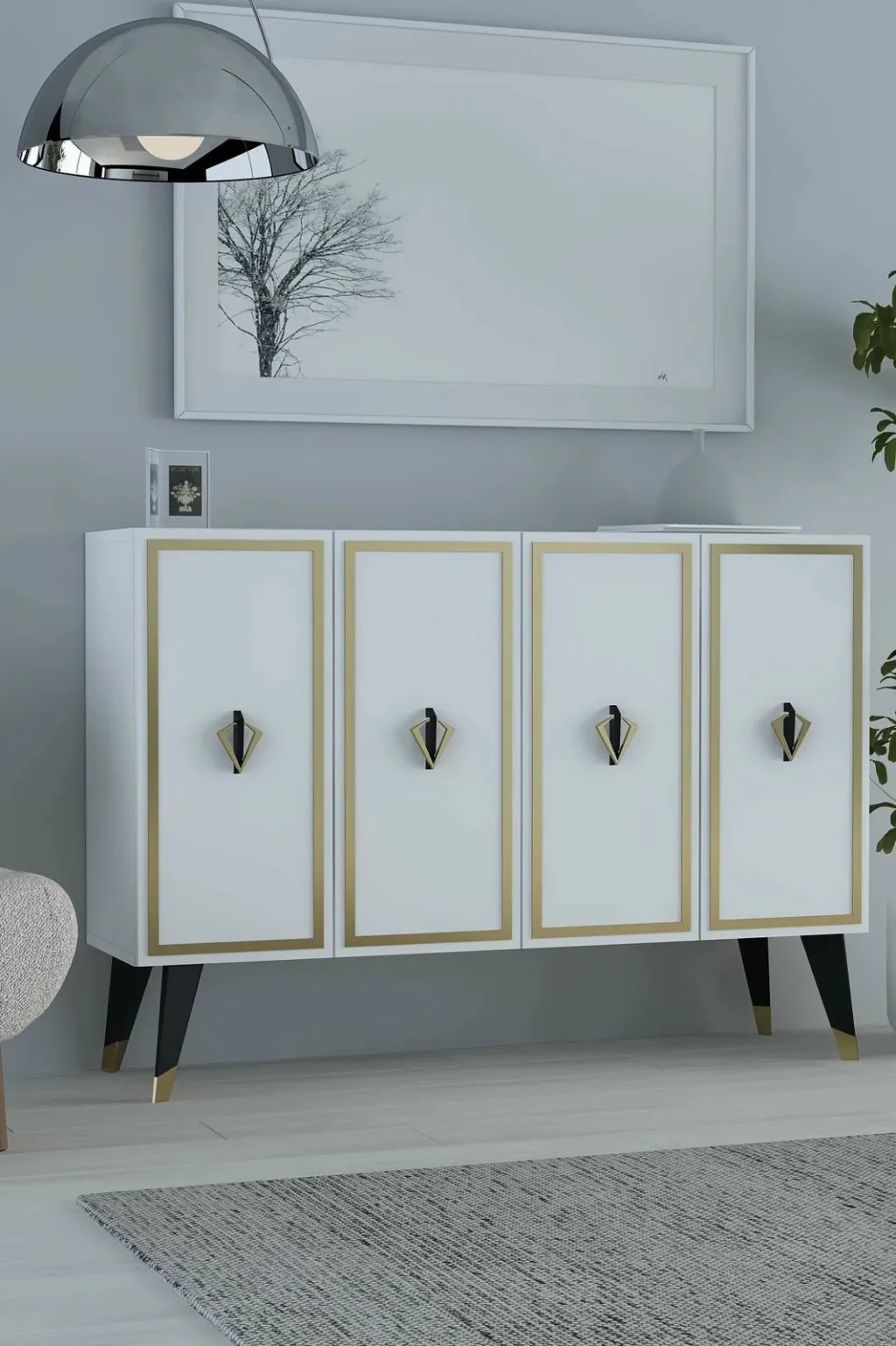 Konsol Skye Decor, 8175KM-32, e bardhë, e zezë, e artë - 1