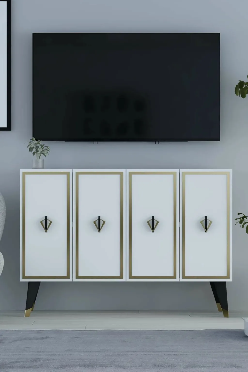 Konsol Skye Decor, 8175KM-32, e bardhë, e zezë, e artë - 2