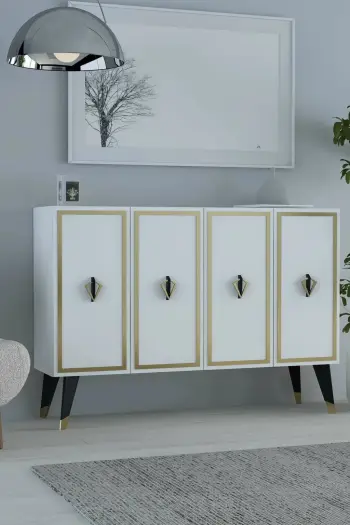 Konsol Skye Decor, 8175KM-32, e bardhë, e zezë, e artë