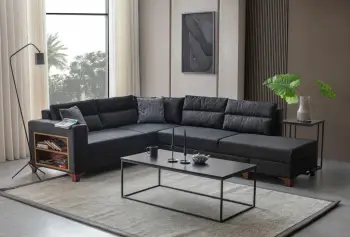 Kënd divan-krevat, ngjyrë antracit, Atelier del Sofa, Tloft majtas