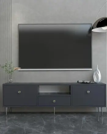 Komodë për TV Skye Decor, 1307-DROP-1, antracit, argjend