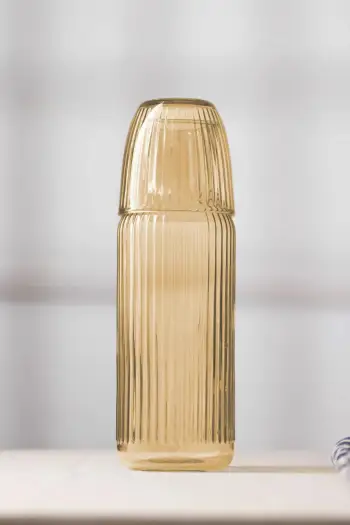 Set shishe dhe gotë qelqi, ngjyrë amber, Hermia Concept, 2 copë