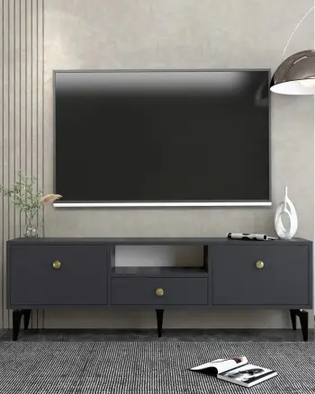 Komodë për TV, Skye Decor, 1300-DROP-1, antracit, ari