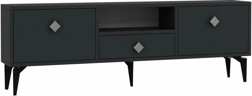 Komodë TV Skye Decor, 1304-DROP-1, antracit, argjend - 4
