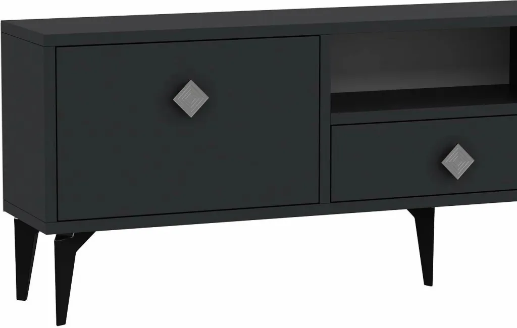 Komodë TV Skye Decor, 1304-DROP-1, antracit, argjend - 5
