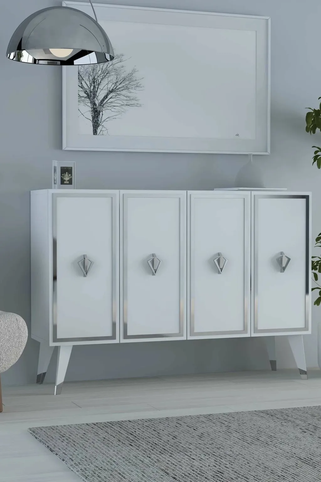 Konsol Skye Decor, 8177KM-32, e bardhë, argjend - 1