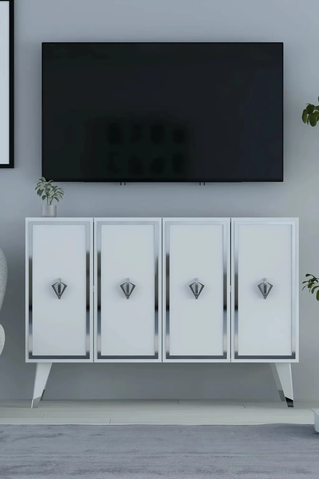 Konsol Skye Decor, 8177KM-32, e bardhë, argjend - 2