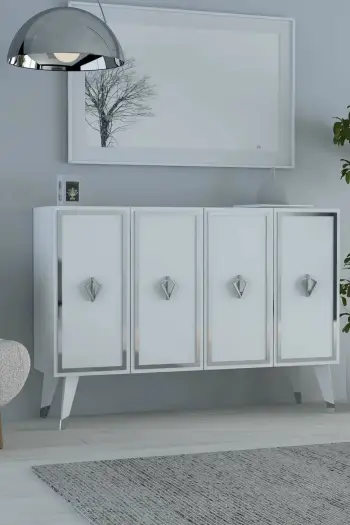 Konsol Skye Decor, 8177KM-32, e bardhë, argjend