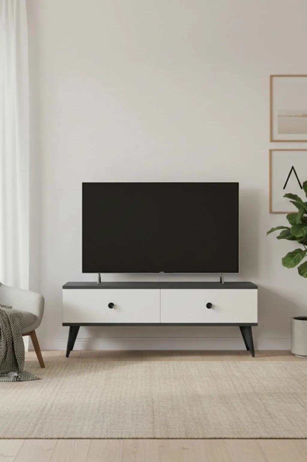 Komodë TV Skye Decor, Mona 120, antracit, e bardhë - 1