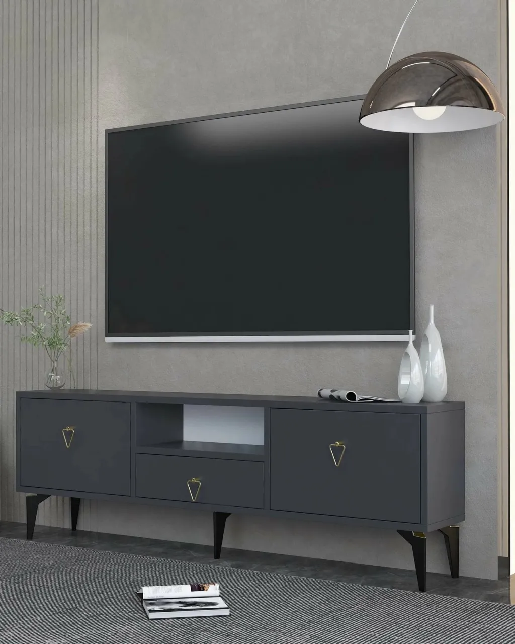Komodë TV Skye Decor, 1302-DROP-1, antracit, ari - 1