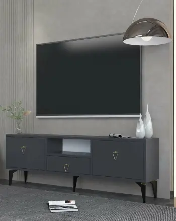 Komodë TV Skye Decor, 1302-DROP-1, antracit, ari