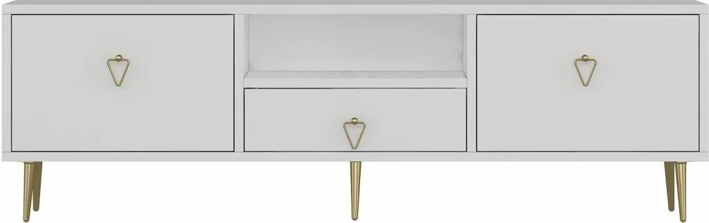 Komodë për TV, Skye Decor, 1306-DROP-1, e bardhë, e artë - 3