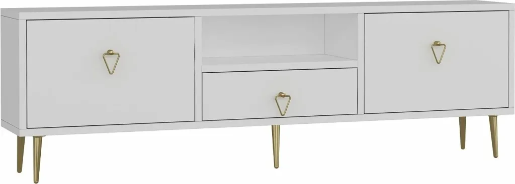 Komodë për TV, Skye Decor, 1306-DROP-1, e bardhë, e artë - 4