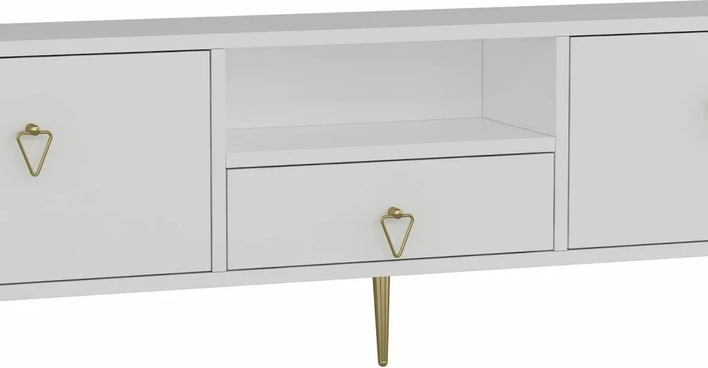 Komodë për TV, Skye Decor, 1306-DROP-1, e bardhë, e artë - 5