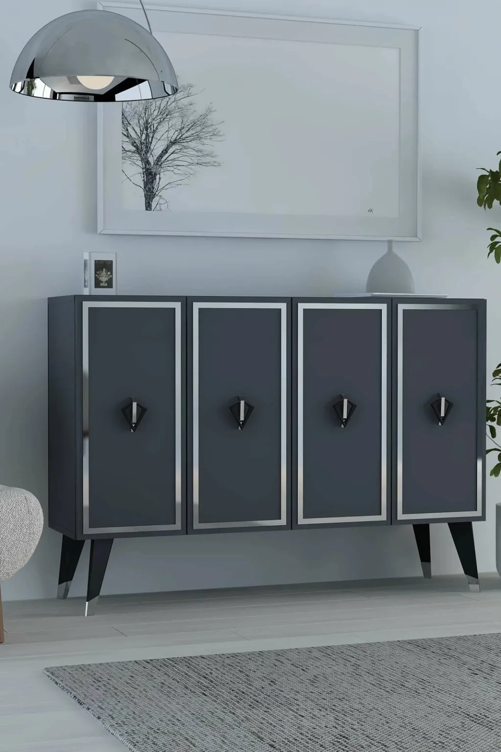 Konsol Skye Decor, 8176KM-32, antracit, e zezë, argjend - 1