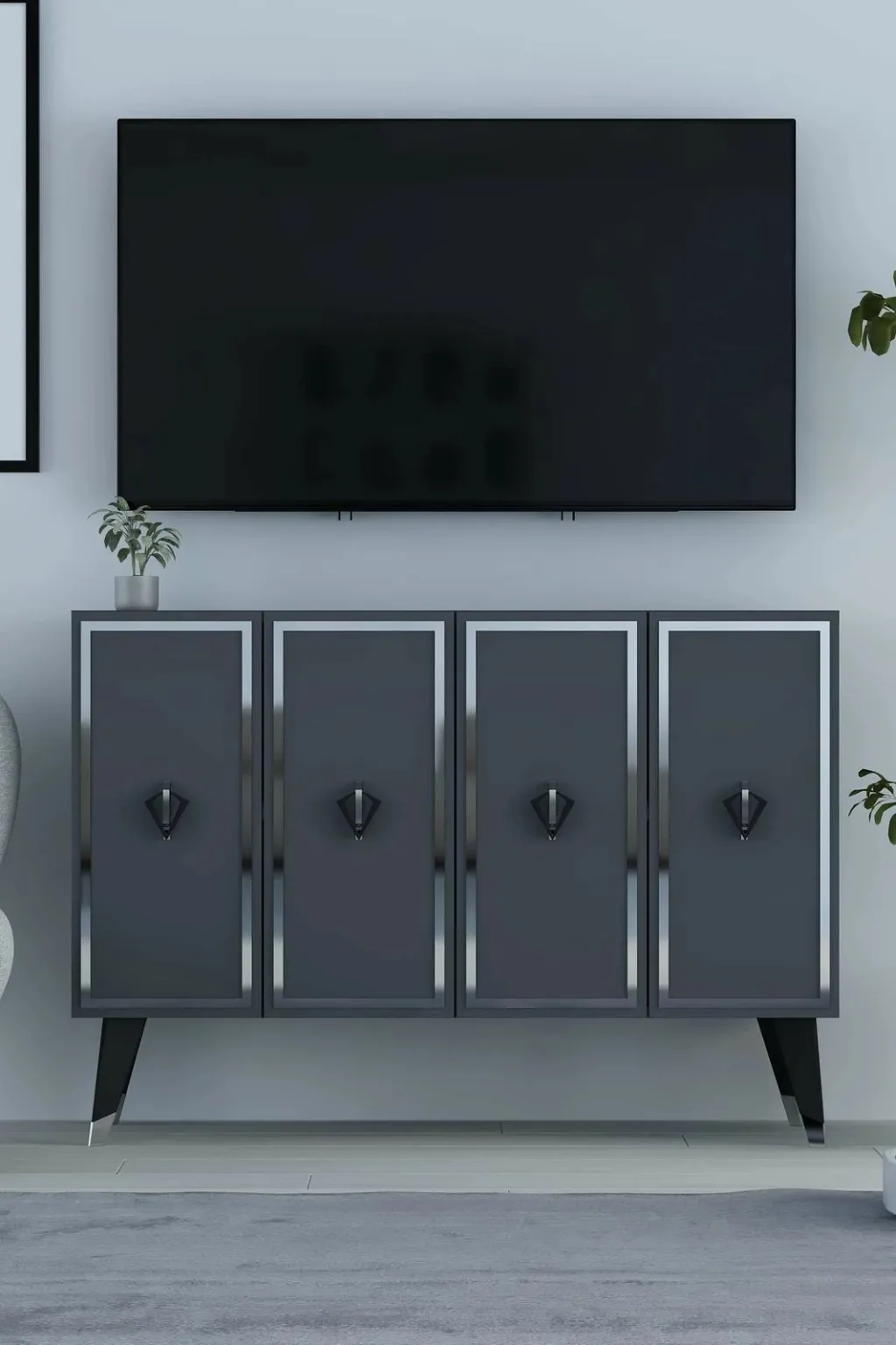 Konsol Skye Decor, 8176KM-32, antracit, e zezë, argjend - 2