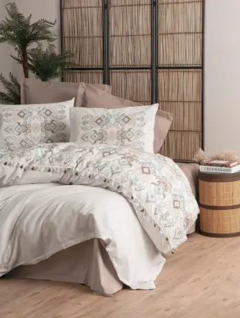 Set mbulesë për jorgan dopio, ngjyrë kafe dhe e bardhë, L'Essentiel Linge de Maison, Asilo