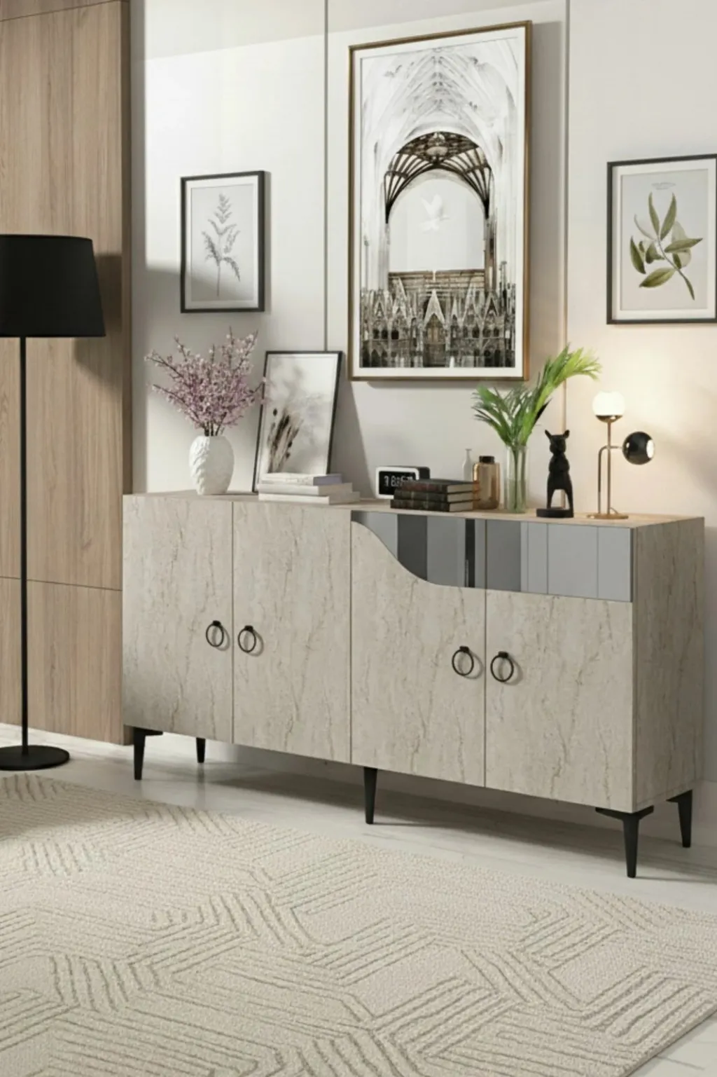 Konsol Skye Decor, Gama 150, e bardhë, travertin, argjend - 2