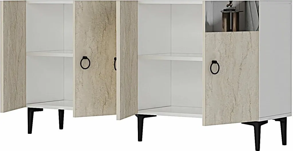 Konsol Skye Decor, Gama 150, e bardhë, travertin, argjend - 5