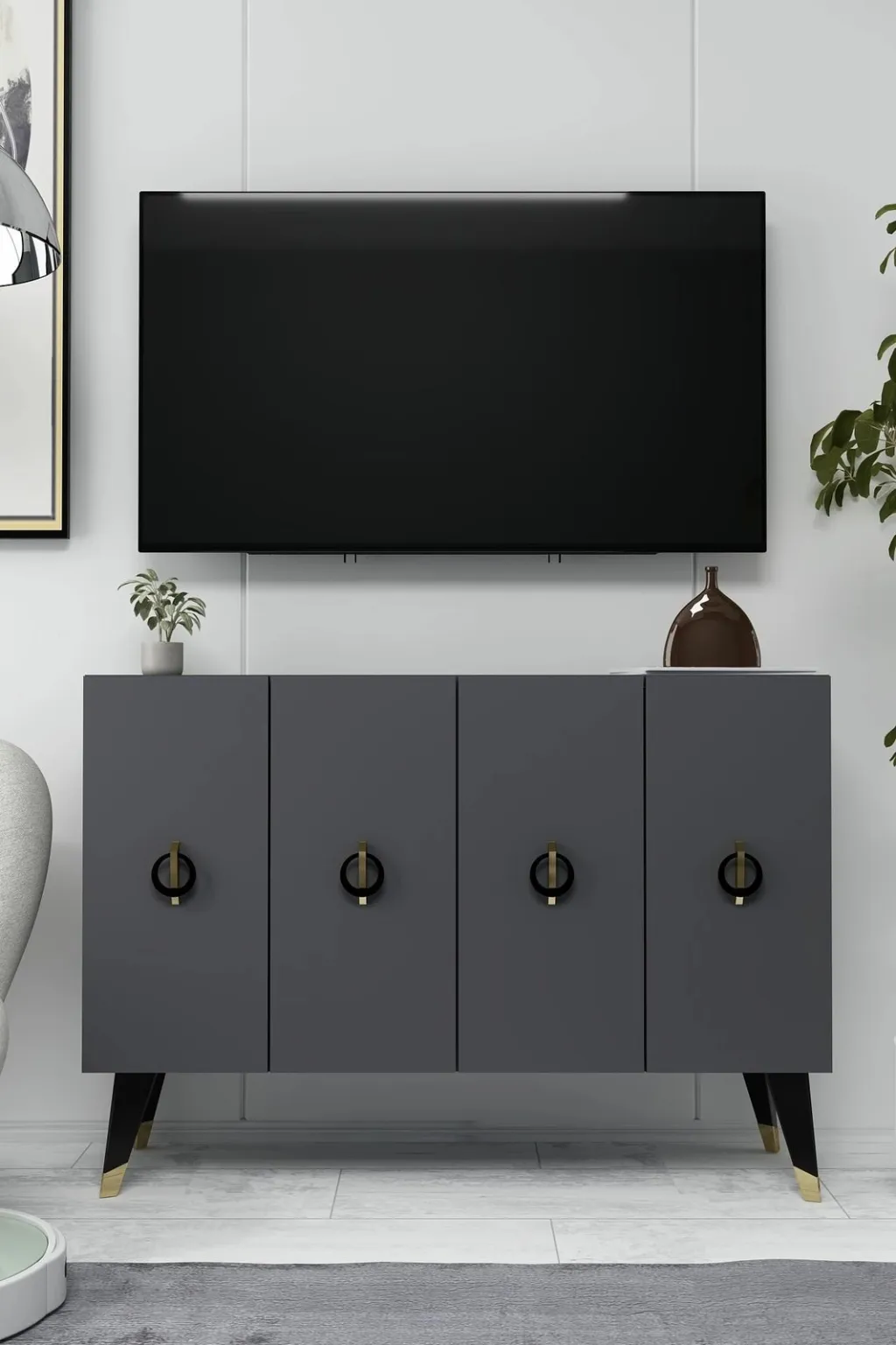 Konsol Skye Decor, anthracite, e zezë, ari, 8183KM-32 - 2