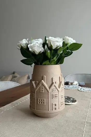 Vazo Evila Originals, Winter House, ngjyrë bezhë, 20cm