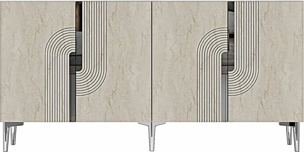 Konsolë Skye Decor, Meyra 150, e bardhë, travertin, argjend - 2