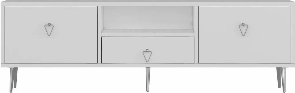 Komodë TV Skye Decor, 1306-DROP-1, e bardhë, argjend - 3