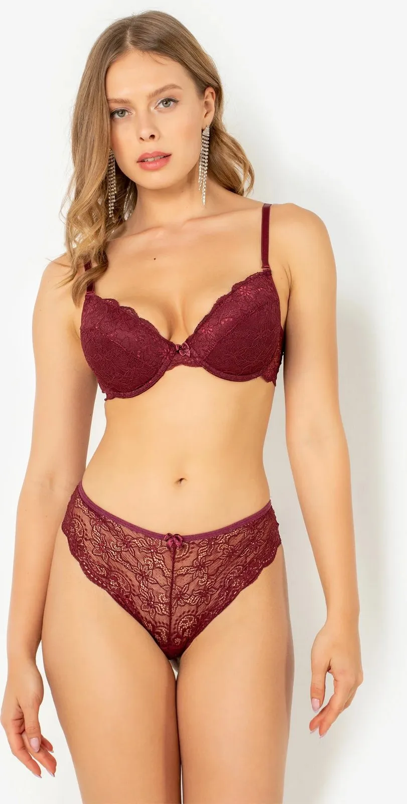 Set reçetash dhe brekësh Jumeon, ngjyrë e kuqe e thellë, 148-006885 - 2