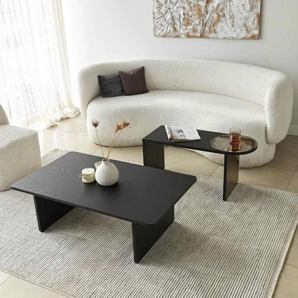 Set tavolinash të mbivendosura Skye Decor, Luna, ngjyrë e zezë-bronz, 2 copë - 2