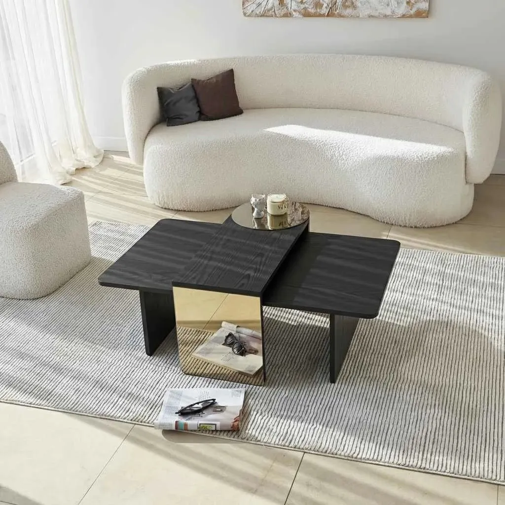 Set tavolinash të mbivendosura Skye Decor, Luna, ngjyrë e zezë-bronz, 2 copë - 3