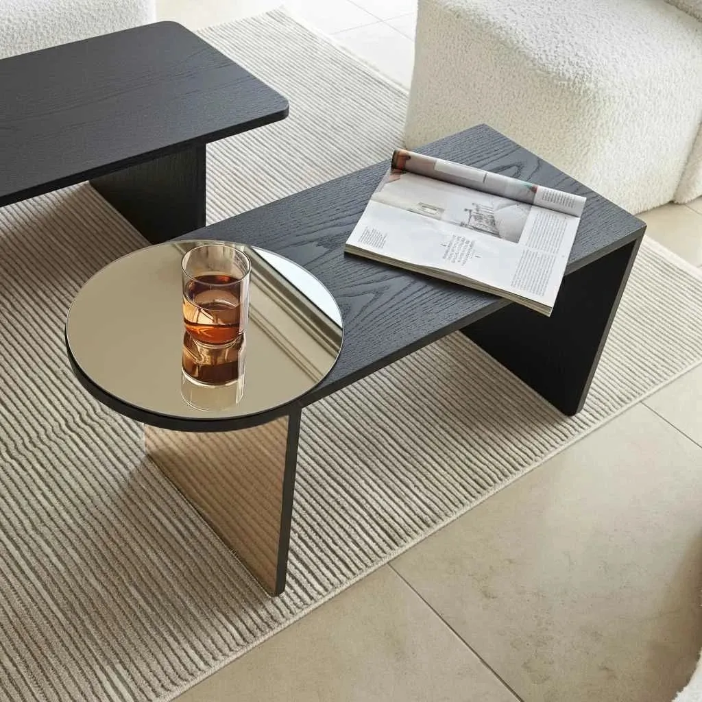 Set tavolinash të mbivendosura Skye Decor, Luna, ngjyrë e zezë-bronz, 2 copë - 5