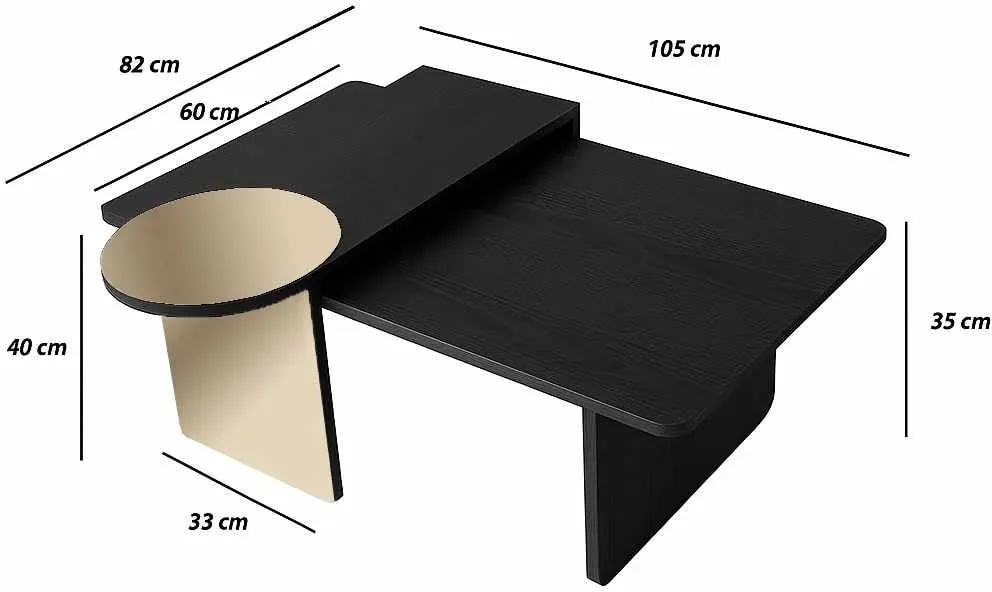 Set tavolinash të mbivendosura Skye Decor, Luna, ngjyrë e zezë-bronz, 2 copë - 8
