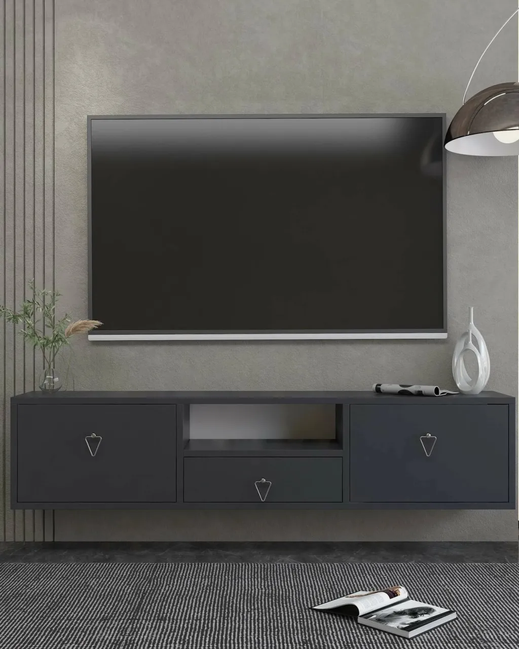Komodë për TV Skye Decor, 1303-DROP-1, antracit, argjend - 2