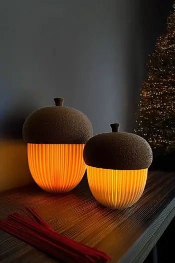 Set dekorativ prej 2 pjesësh, mbajtëse qirinjsh, ngjyrë bezhë dhe kafe, Evila Originals, Lighting Acorn