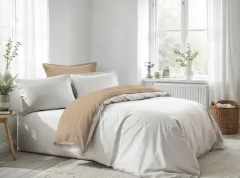 Set mbulesë për jorgan dopio Ranforce, ngjyrë e bardhë dhe bezhë, L'Essentiel Linge de Maison