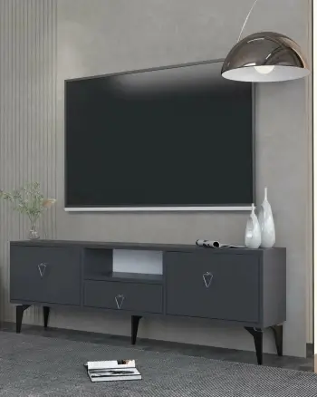 Komodë TV Skye Decor, 1302-DROP-1, antracit, argjend